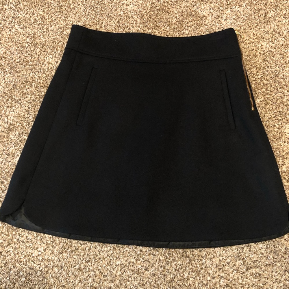 EUC J. Crew black wool side zip mini
